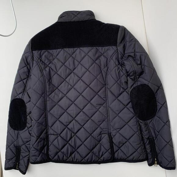 Tommy Hilfiger Quilted Jacket Black W Shoulder Patch Sz M Womens - Picture 2 of 7